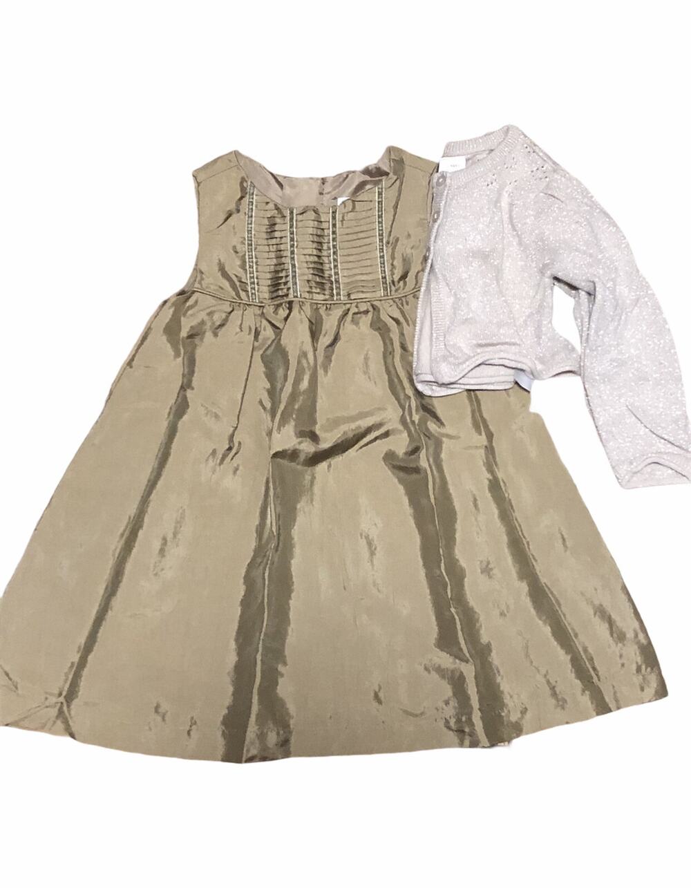 DKNY Gold Dress And old Navy Sparkle Gold Cardigan size 2